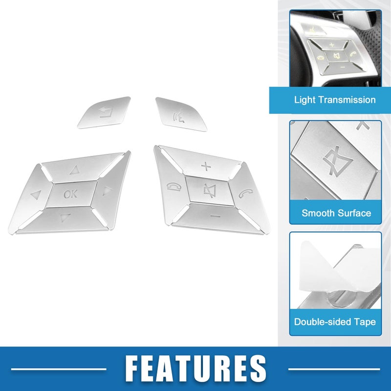 A ABSOPRO Car Steering Wheel Button Stickers Cover Interior Switch Button Decoration Trim for Benz a Class 13-15 Chrome Silver Tone (Set of 12) - Image 2